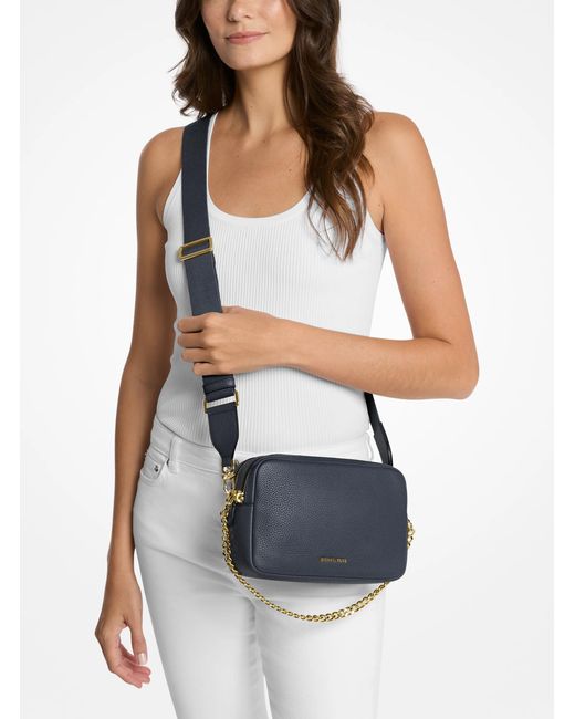 MICHAEL Michael Kors Blue Mk Bryant Medium Pebbled Leather Camera Crossbody Bag