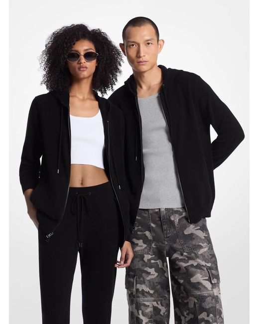 MICHAEL Michael Kors Black Wool And Cashmere Blend Zip-up Hoodie