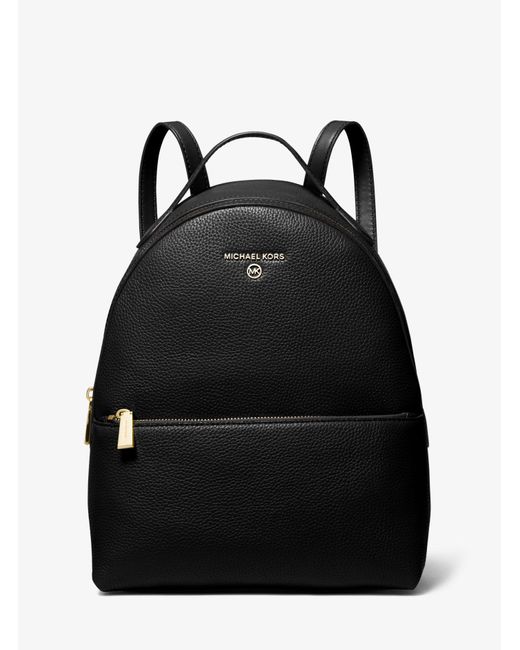 MICHAEL Michael Kors Black Valerie Medium Pebbled Leather Backpack