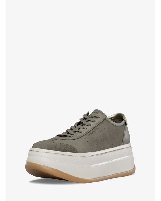 MICHAEL Michael Kors White Mk Hayes Leather Platform Trainers