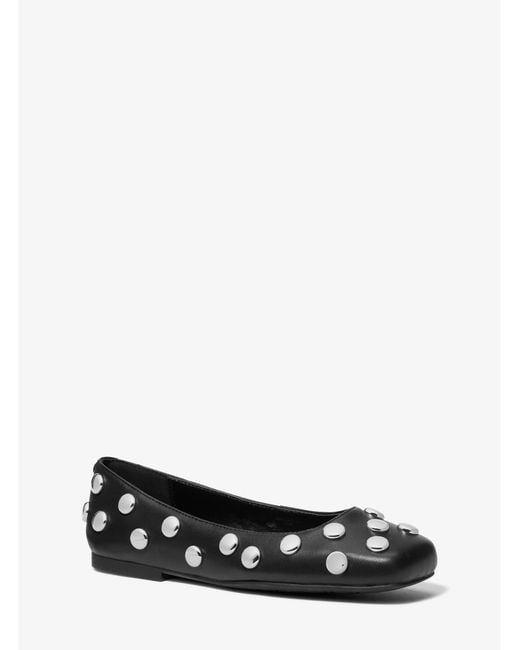 MICHAEL Michael Kors White Mk Matilda Studded Leather Ballet Flat