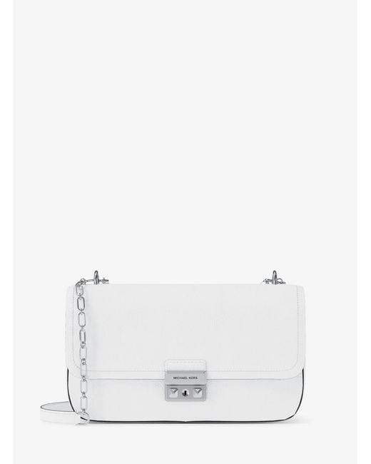 MICHAEL Michael Kors White Mk Tribeca Large Pebbled Leather Shoulder Bag
