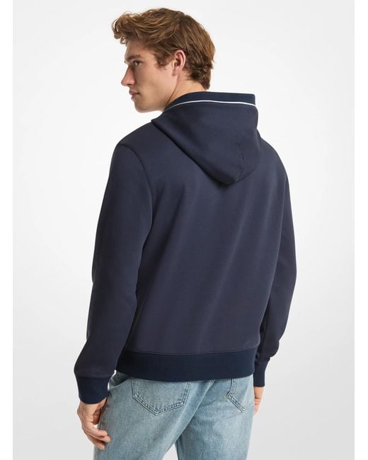 Michael Kors Blue Mk Logo Trim Cotton Blend Hoodie for men