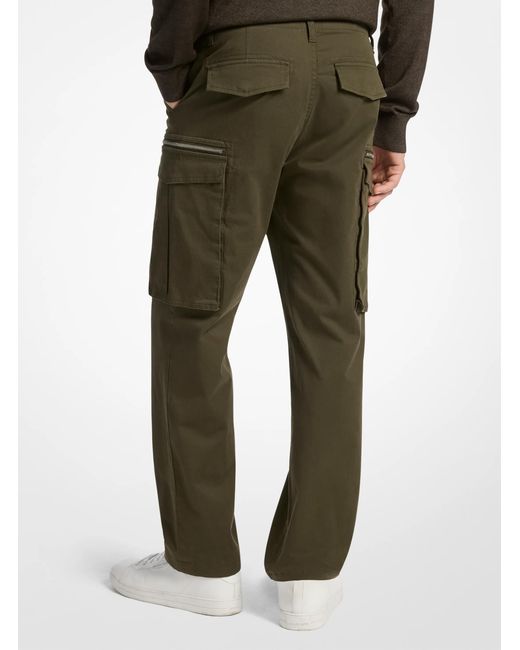 Michael Kors Green Stretch Cotton Zip Cargo Pants for men