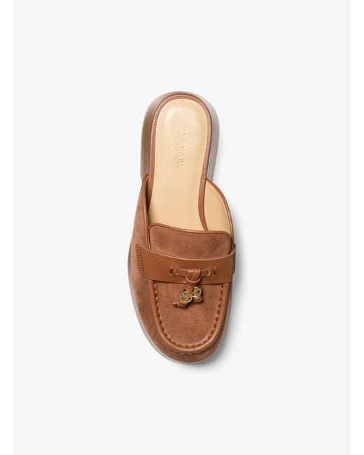 Michael Kors Outlet Brown Mk Zoe Suede Mule