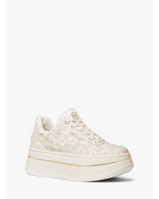 MICHAEL Michael Kors White Hayes Empire Signature Logo Platform Sneaker