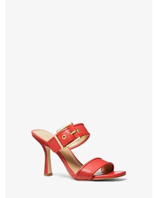 Michael Kors Red Mk Colby Leather Sandal