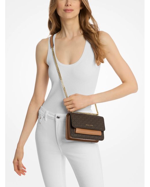 MICHAEL Michael Kors Brown Mk Claire Small Signature Logo Crossbody Bag