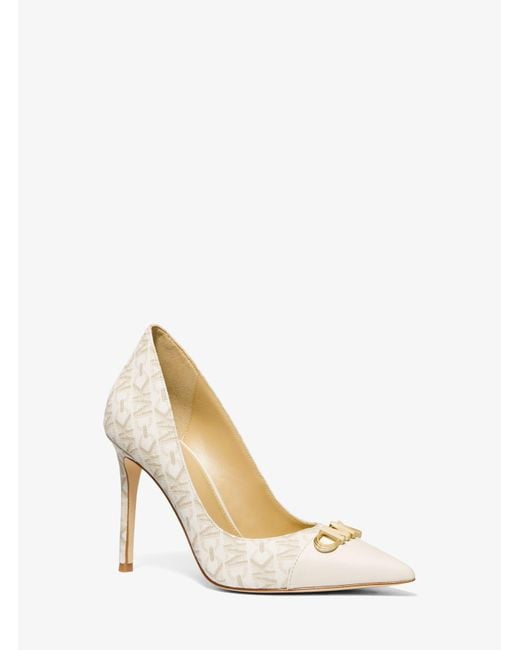 Michael Kors White Pumps Parker Mit Empire Signature-Logomuster