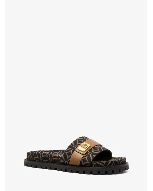 MICHAEL Michael Kors Black Padma Logo Jacquard Slide Sandal