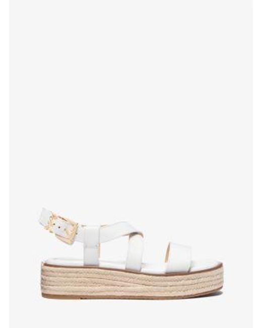MICHAEL Michael Kors Natural Mk Lynn Leather Platform Espadrille Sandal