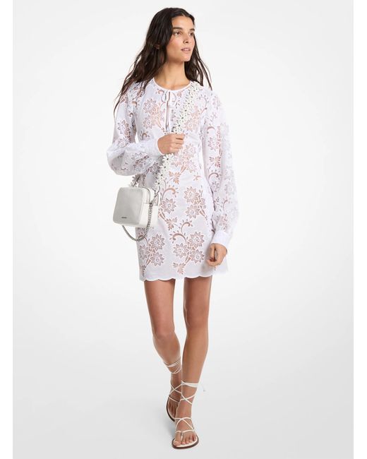 MICHAEL Michael Kors White Mk Floral Embroidered Dress