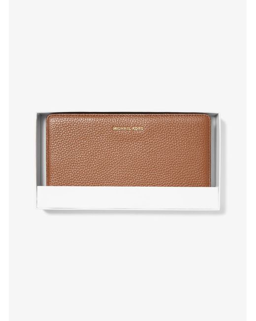 Michael Kors White Mk Bryant Large Pebbled Leather Snap-Front Wallet