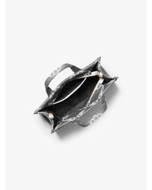 Michael Kors Black Mk Gigi Small Empire Logo Jacquard Small Tote Bag