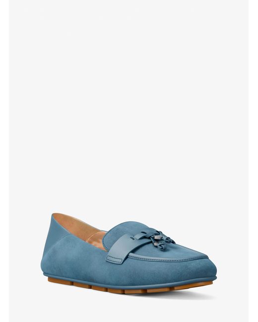 Michael Kors Outlet Blue Mk Zoe Suede Moccasin