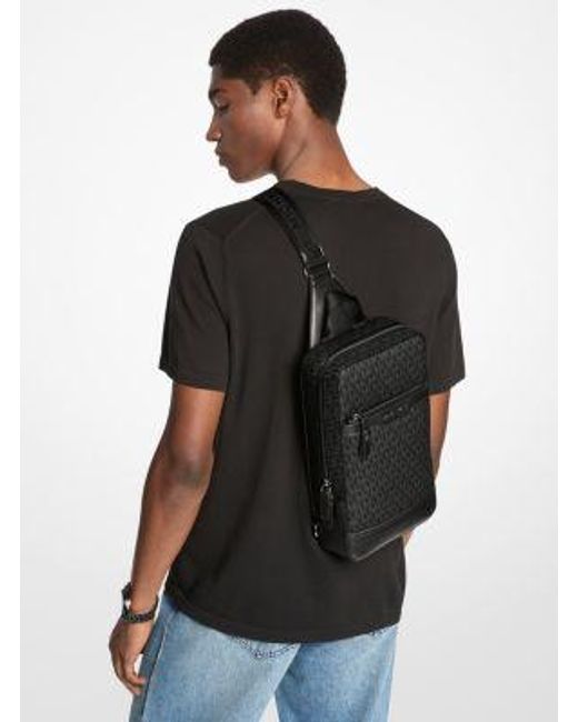 Michael Kors Black Mk Hudson Signature Logo Travel Sling Pack for men