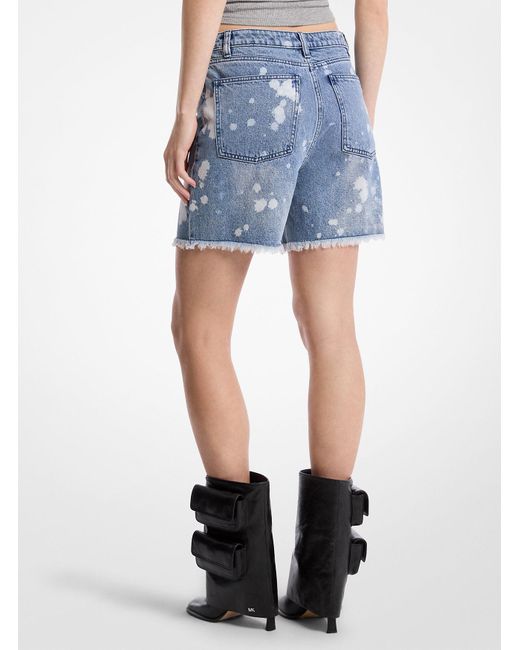 MICHAEL Michael Kors Blue Mk Hand-Splattered Bleach Denim Boyfriend Shorts