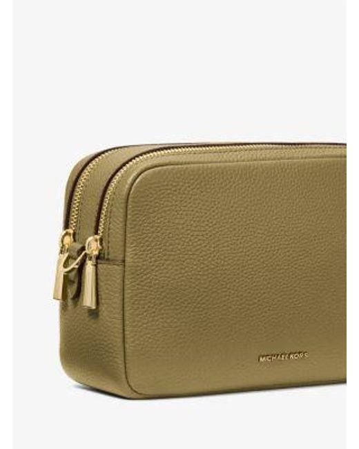 Michael Kors Green Mk Bryant Medium Pebbled Leather Camera Crossbody Bag