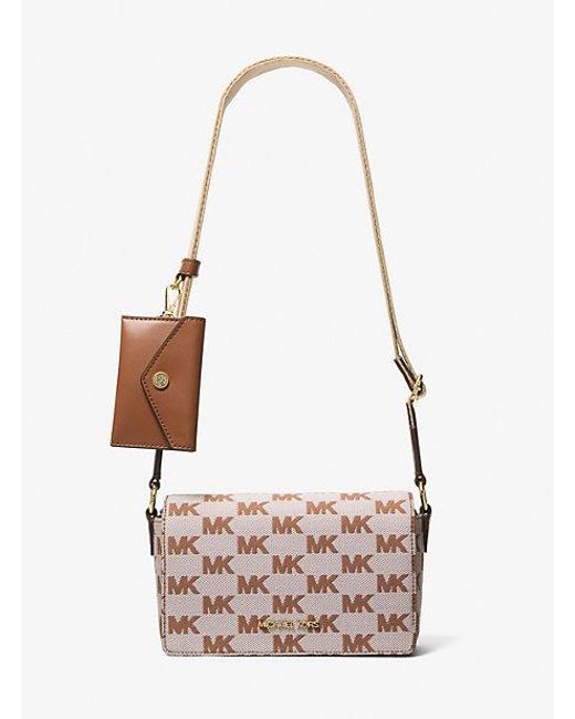 Michael Kors White Vincent Small Logo Jacquard Crossbody Bag With Card Case
