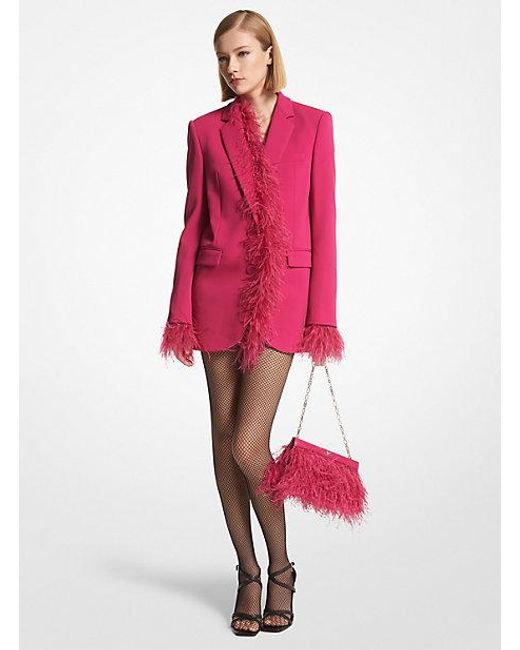 Blazer boyfriend in crêpe con piume di MICHAEL Michael Kors in Red