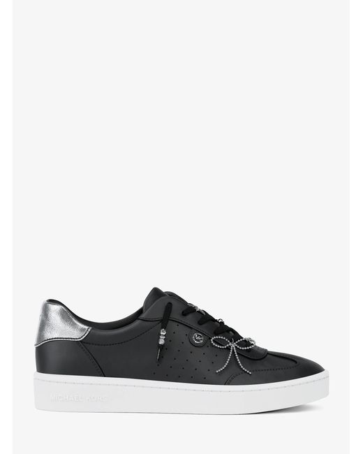 MICHAEL Michael Kors White Mk Scotty Embellished Leather Trainers