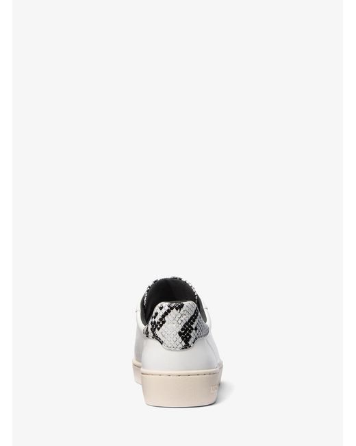 MICHAEL Michael Kors White Mk Scotty Snake Embossed Leather Trainers