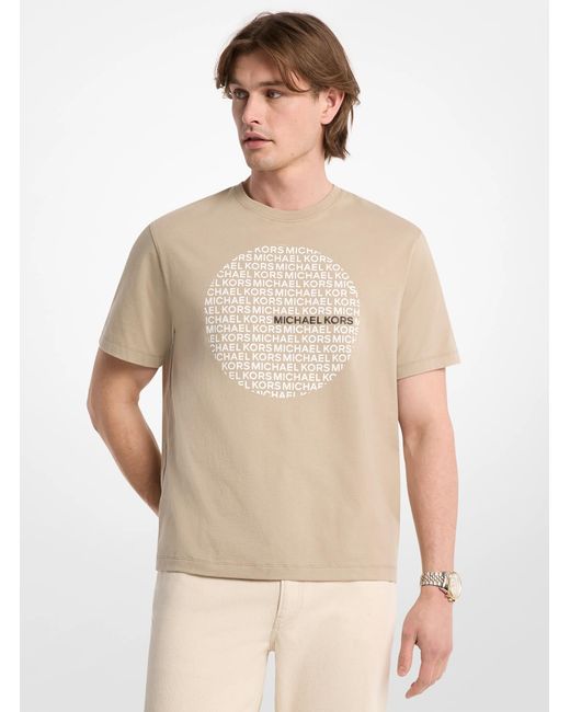 Michael Kors Natural Mk Circle Logo Cotton Jersey T-Shirt for men
