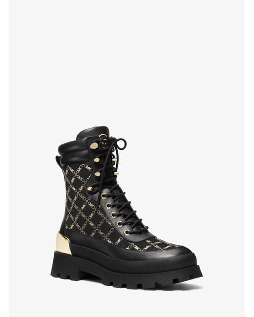 Michael kors black and gold boots best sale