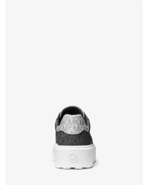 Michael Kors White Romey Metallic Two-Tone Signature Logo Platform Sneaker