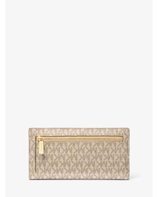 Michael Kors Natural Carson Large Metallic Signature Logo Wallet