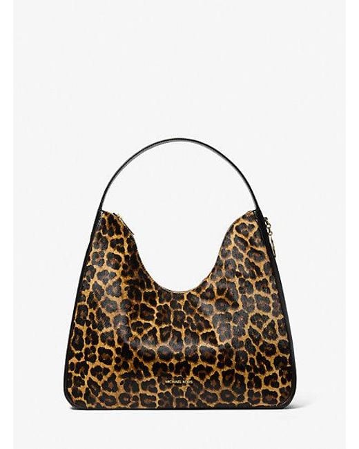 Michael Kors Brown Nayla Medium Leopard Print Calf Hair Shoulder Bag