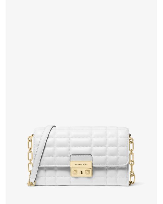 MICHAEL Michael Kors White Mk Tribeca Leather Convertible Crossbody Bag