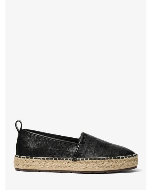 Michael Kors Black Mk Elias Logo Embossed Leather Espadrille for men