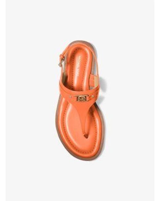 Michael Kors Pink Mk Mandy Leather T-Strap Sandal