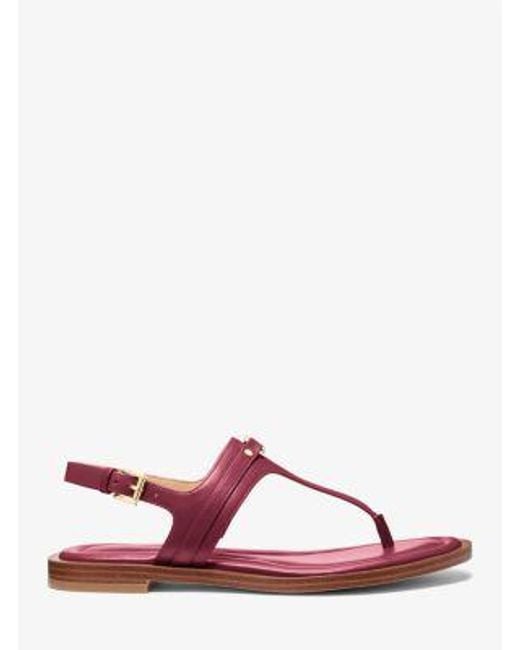 Michael Kors Pink Mandy Leather T-Strap Sandal