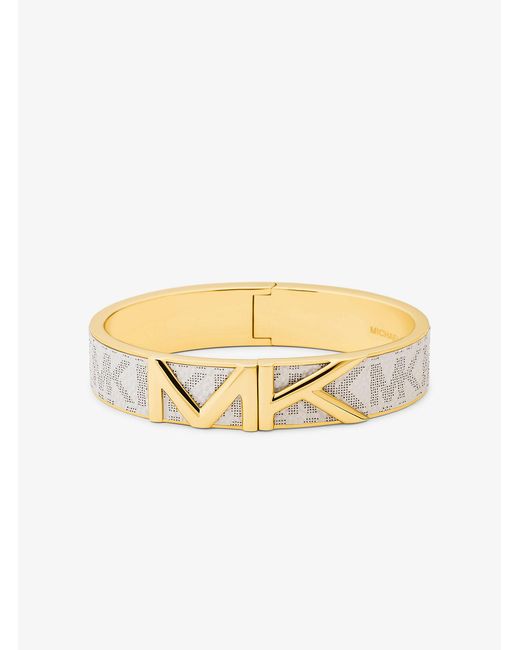 Michael Kors White Mk Mott-Tone Signature Logo Bangle