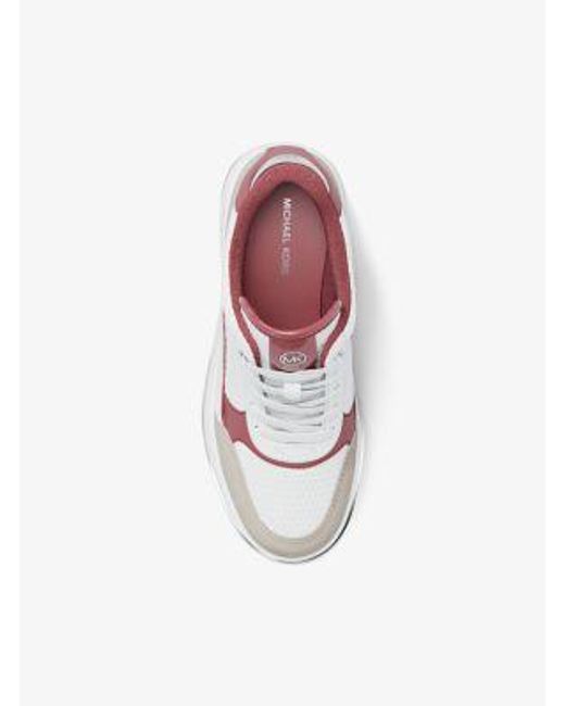 MICHAEL Michael Kors White Mk Emmy Mixed-Media Wedge Trainer