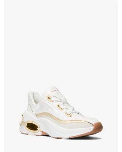 Michael Kors White Toni Mixed-Media Trainer