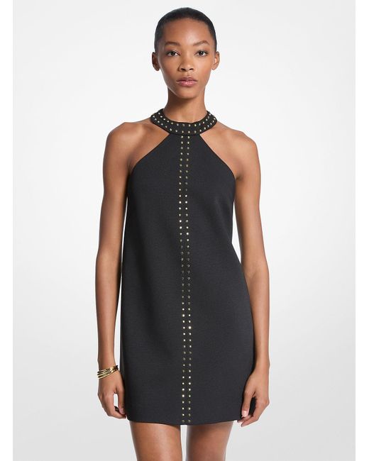 Mk Mini-Robe Ras-De-Cou Cloutée En Crêpe Extensible Michael Kors en coloris Black