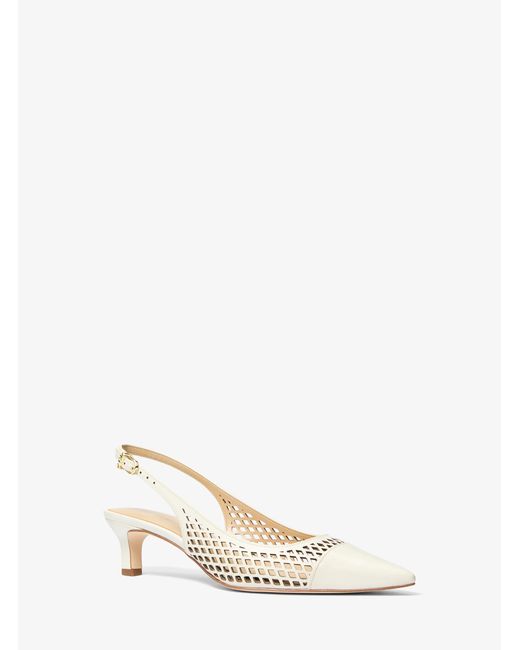 Michael Kors Natural Mk Amara Laser-Cut Leather Slingback Pump