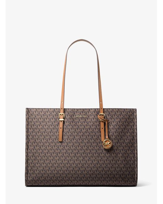 MICHAEL Michael Kors Brown Mk Zadie Large Signature Logo Printed Tote Bag