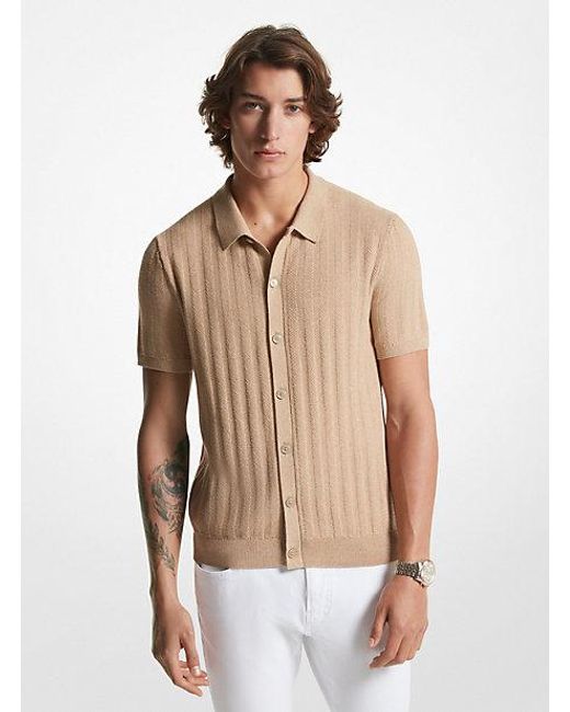 Michael Kors Natural Textured Cotton Blend Shirt for men