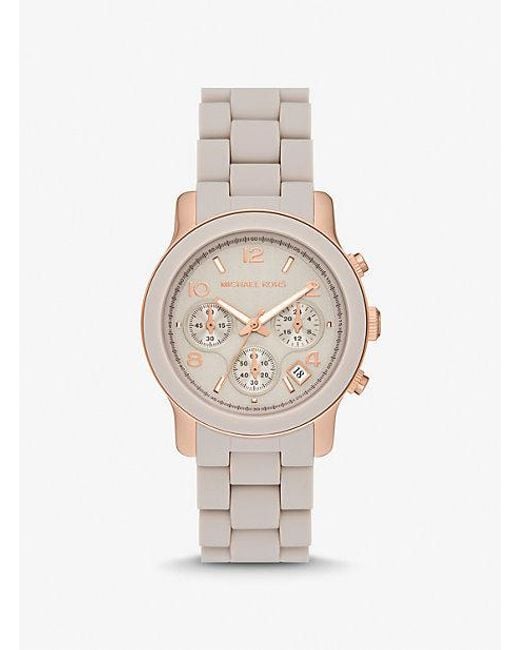 Michael Kors White Mk Oversized Runway Two-Tone Watch