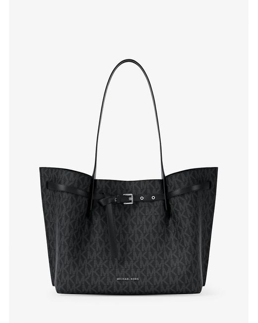 Mk Borsa Tote Emilia Grande Con Stampa Logo di MICHAEL Michael Kors in Black