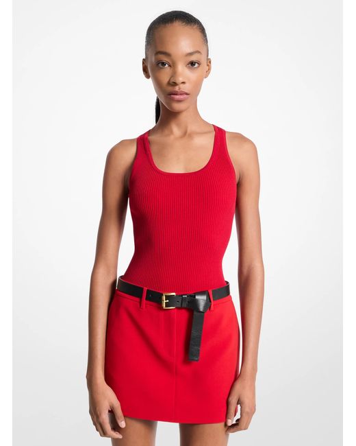 MICHAEL Michael Kors Red Mk Ribbed Scoop-Neck Vest