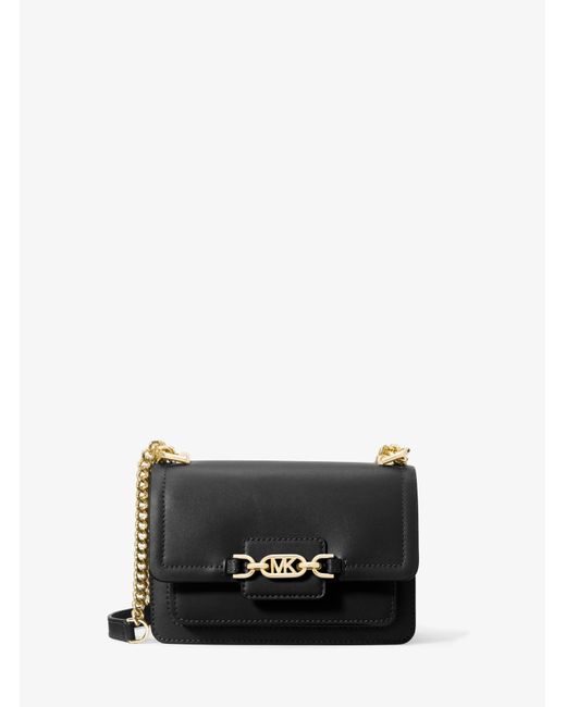 Michael Kors Heather Extra-small Leather Crossbody Bag in Black - Lyst