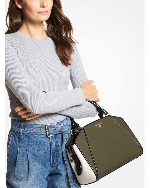 michael michael kors cleo small saffiano leather satchel