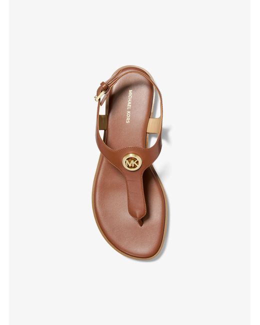 MICHAEL Michael Kors Brown Mk Val Leather Thong Sandal