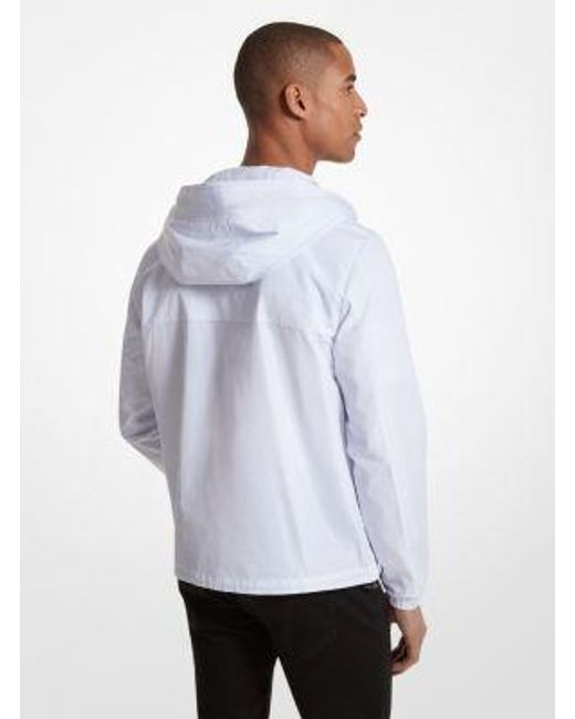Michael Kors White Mk Logo Tape Woven Windbreaker Jacket for men