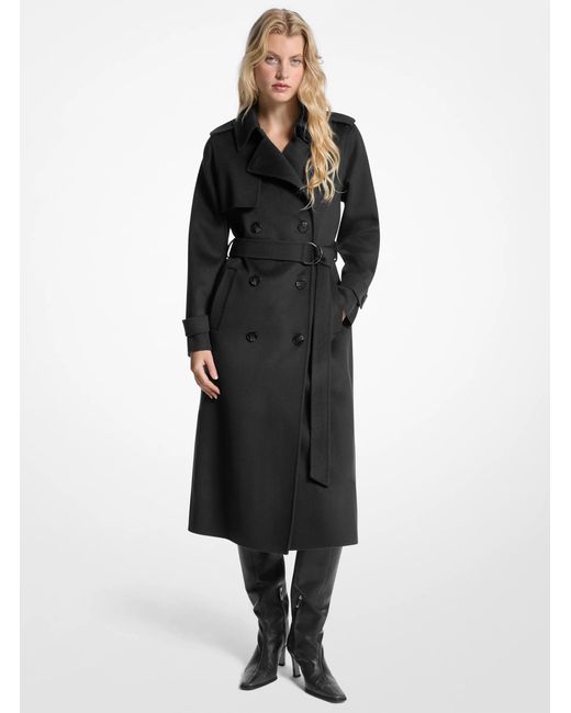 MICHAEL Michael Kors Black Mk Wool Blend Belted Coat